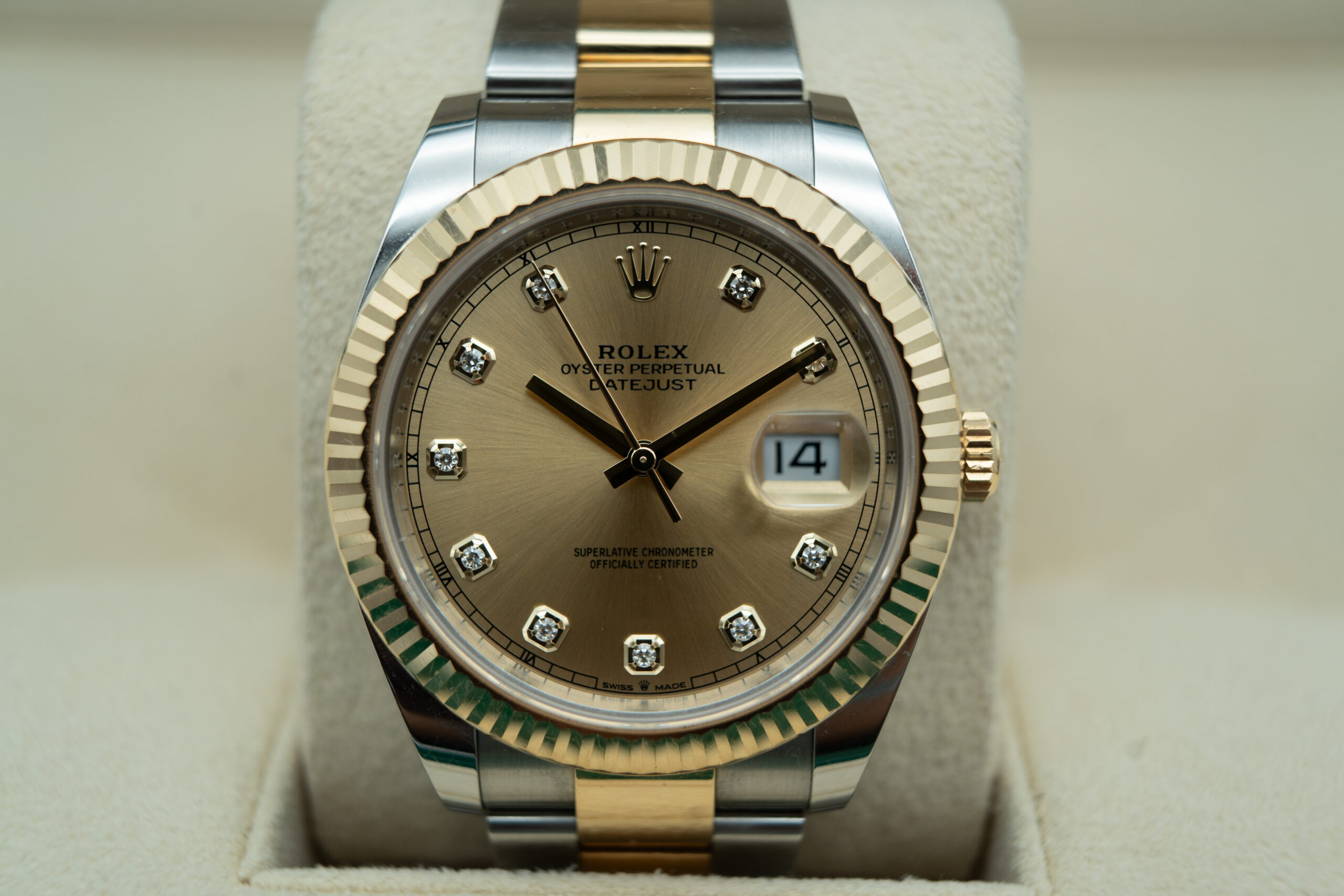 Rolex 126333 Datejust 41 Champagne Diamond Dial on Oyster