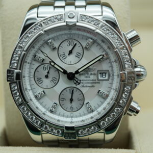 Breitling A1335653 Chronomat Evolution   Factory MOP Diamond Dial and Bezel view 2