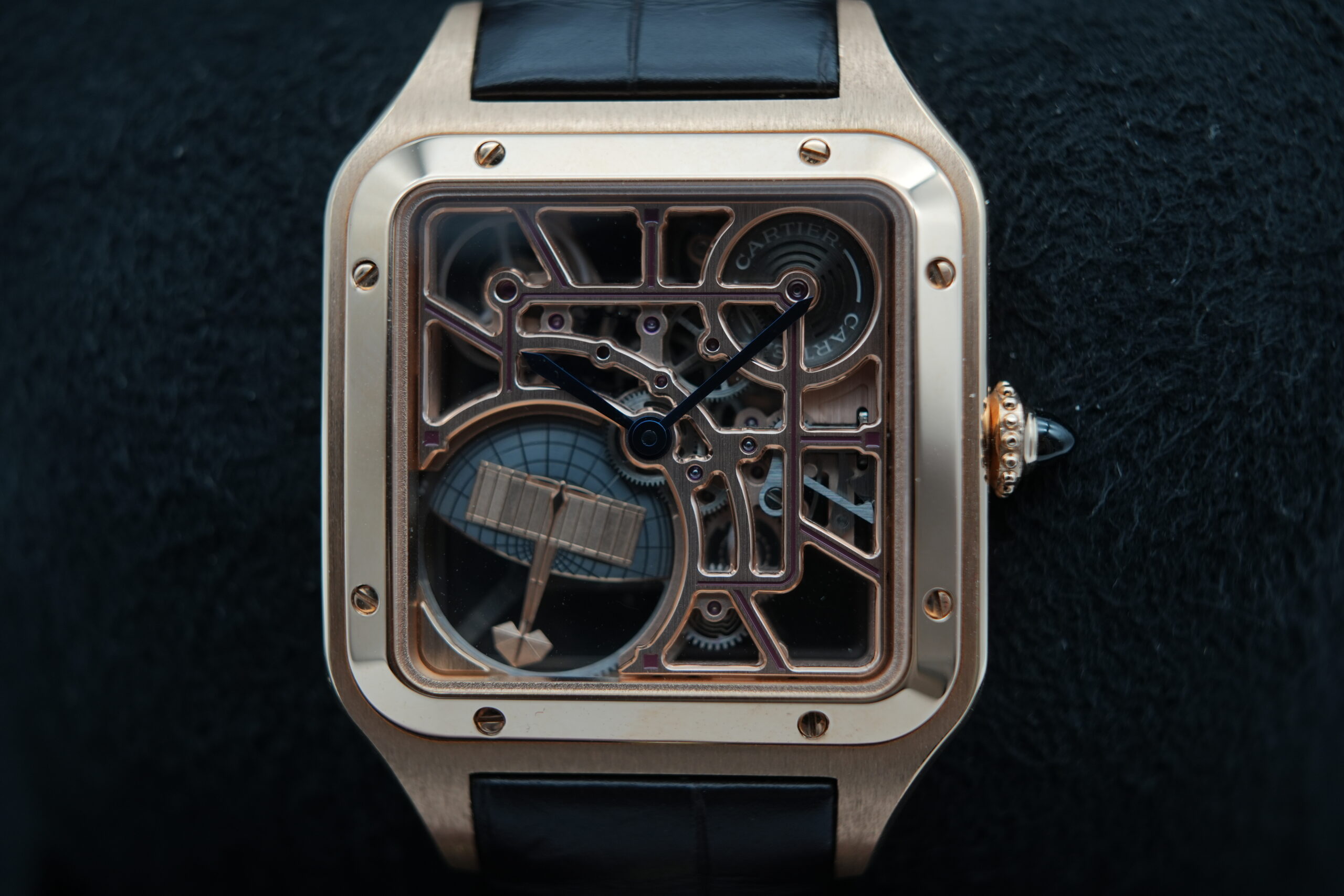 Cartier WHSA0030 Santos Dumont Skeleton Watch w/ Micro Rotor
