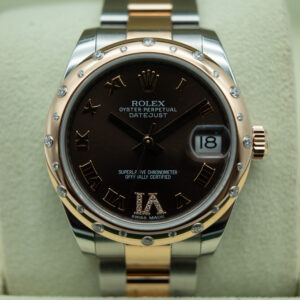 Rolex 178341 Rose Gold Chocolate VI Factory Diamond Bezel view 2