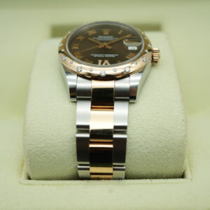 Rolex 178341 Rose Gold Chocolate VI Factory Diamond Bezel view 5