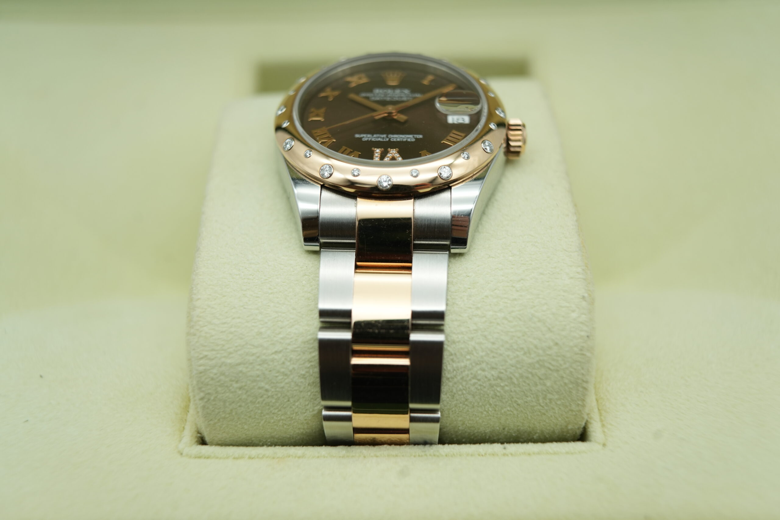 Rolex 178341 Rose Gold Chocolate VI Factory Diamond Bezel