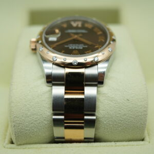 Rolex 178341 Rose Gold Chocolate VI Factory Diamond Bezel view 6