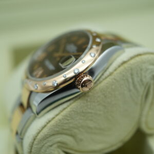Rolex 178341 Rose Gold Chocolate VI Factory Diamond Bezel view 4