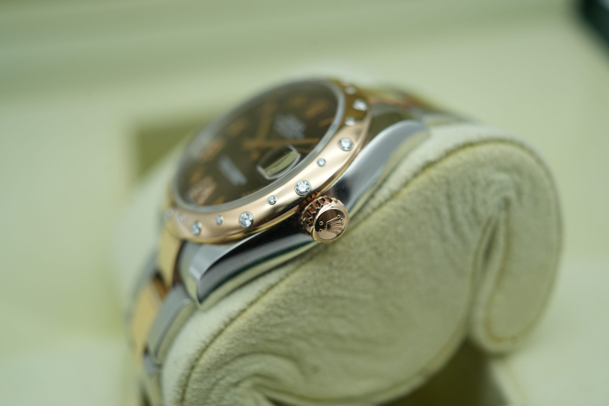 Rolex 178341 Rose Gold Chocolate VI Factory Diamond Bezel