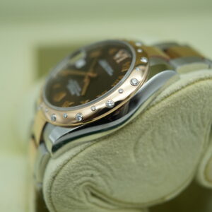 Rolex 178341 Rose Gold Chocolate VI Factory Diamond Bezel view 3