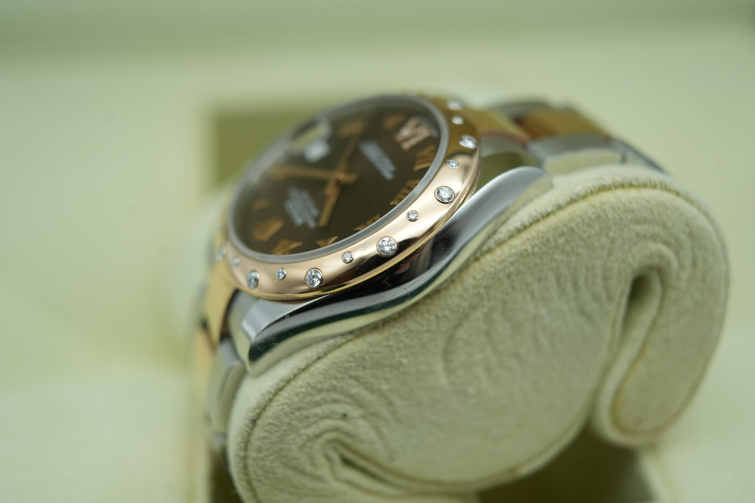 Rolex 178341 Rose Gold Chocolate VI Factory Diamond Bezel