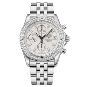 Breitling A1335653 Chronomat Evolution   Factory MOP Diamond Dial and Bezel